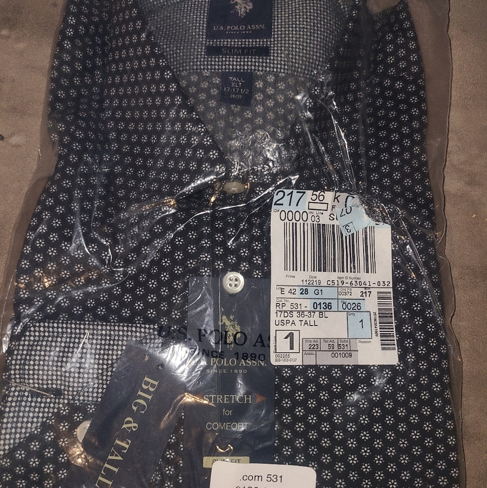 U.S Polo slim fit big and tall 17 1/2 36/37 stretch  black